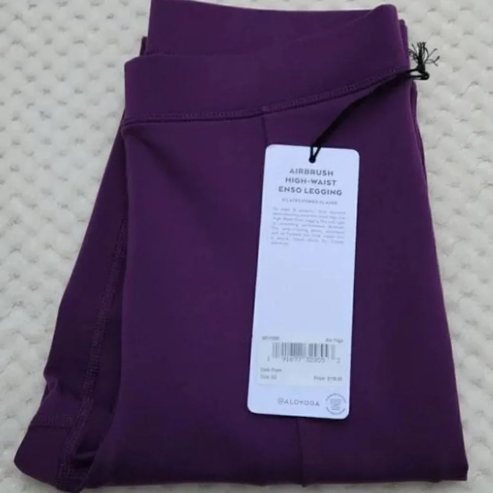 NWT ALO Airbrush High-Waist Enso Leggings Dark Plum XXS-S